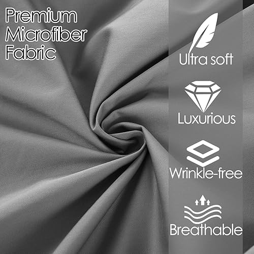 Miniatura 3 de Juego de sábanas de microfibra de 4 piezas, tamaño individual, color gris, funda de cama plana suave, sábanas cómodas de 1800 hilos de lujo, sábanas
