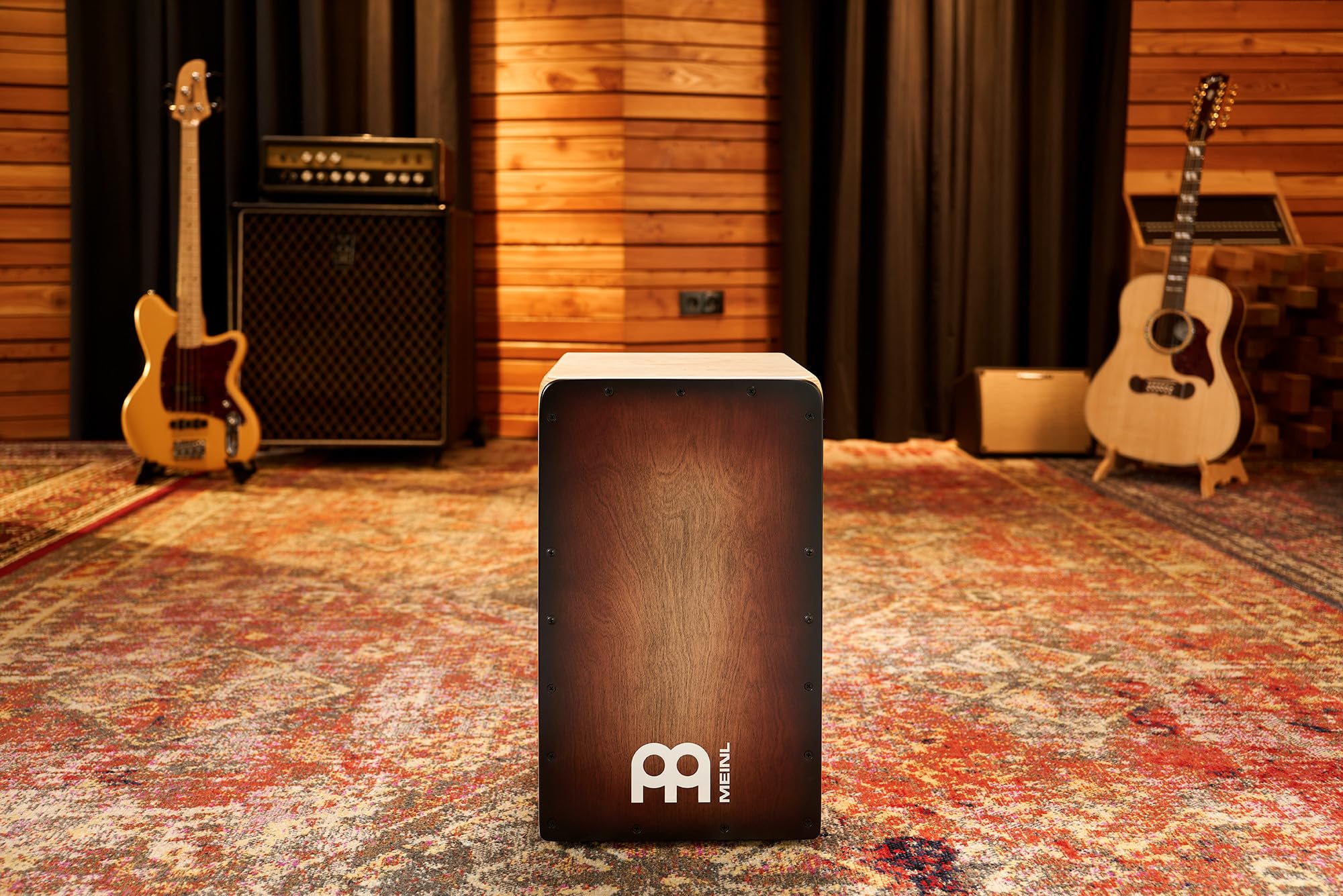 Meinl Percussion Woodcraft Cajon Instrument - Grande Drum Box con Suono Snare e Suono Basso Profondo - Superficie di Suono Espresso Burst (WC100EB)