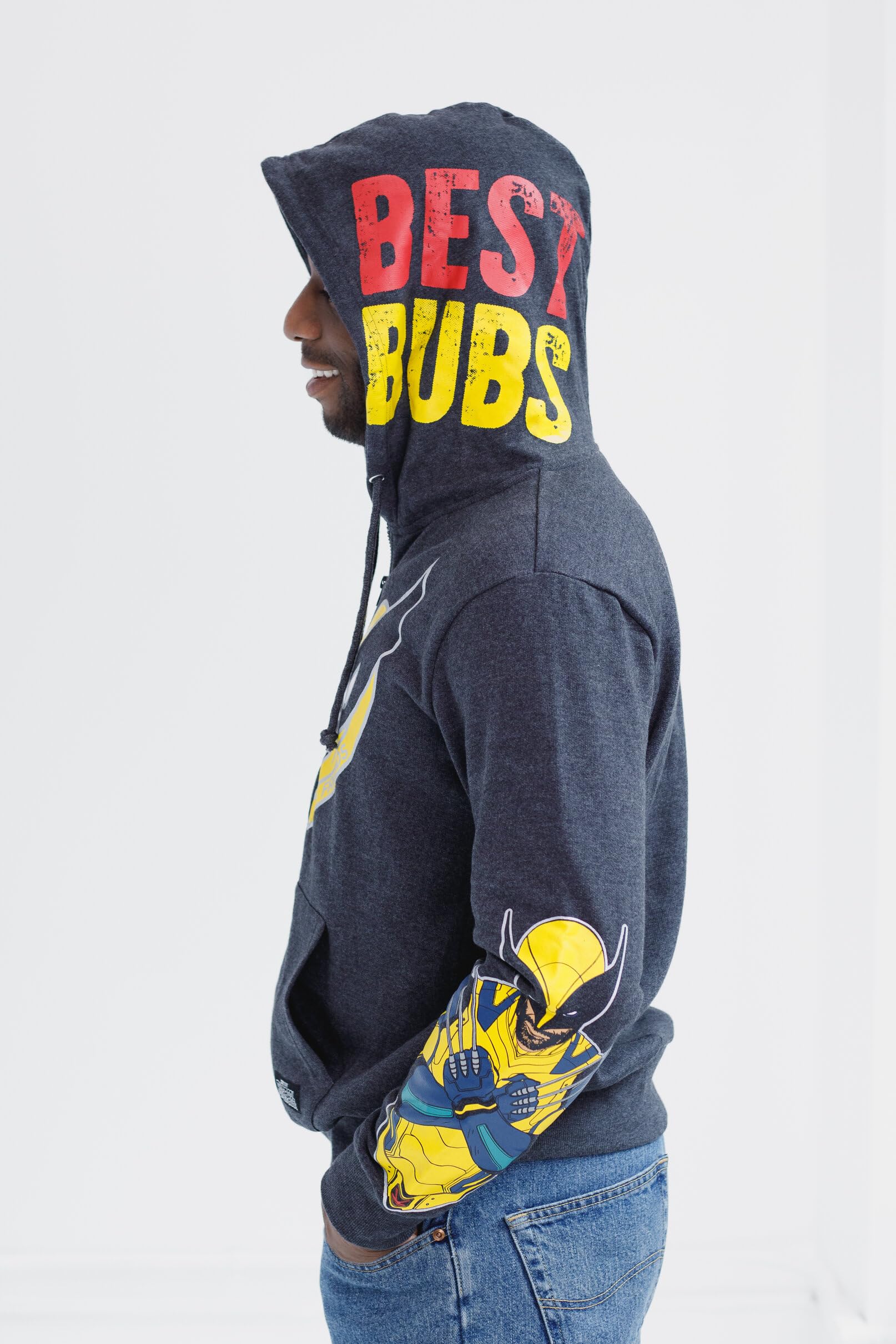 Marvel Deadpool and Wolverine - Sudadera con capucha y cremallera para adultos, tallas XS - 2XL