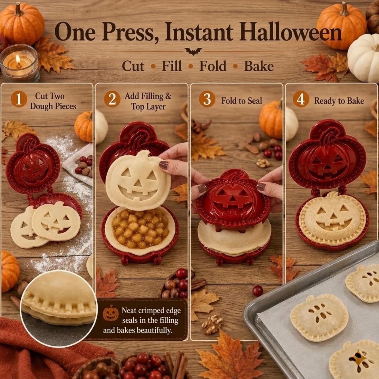 Juego de moldes para tartas de Halloween, 8 formas, cortador de prensa para
