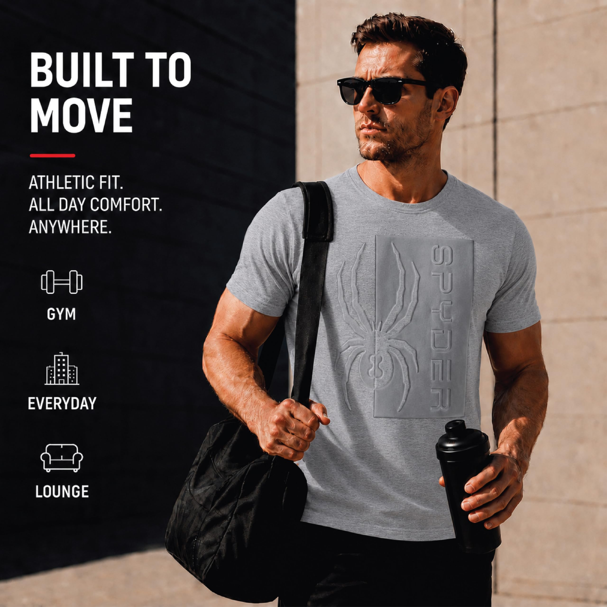 Spyder M Spydr SS tee Shirt Camiseta Hombre (Pack de 1) | Sudadera suave para la calle, comodidad casual diaria para fines de semana, descanso y uso diario