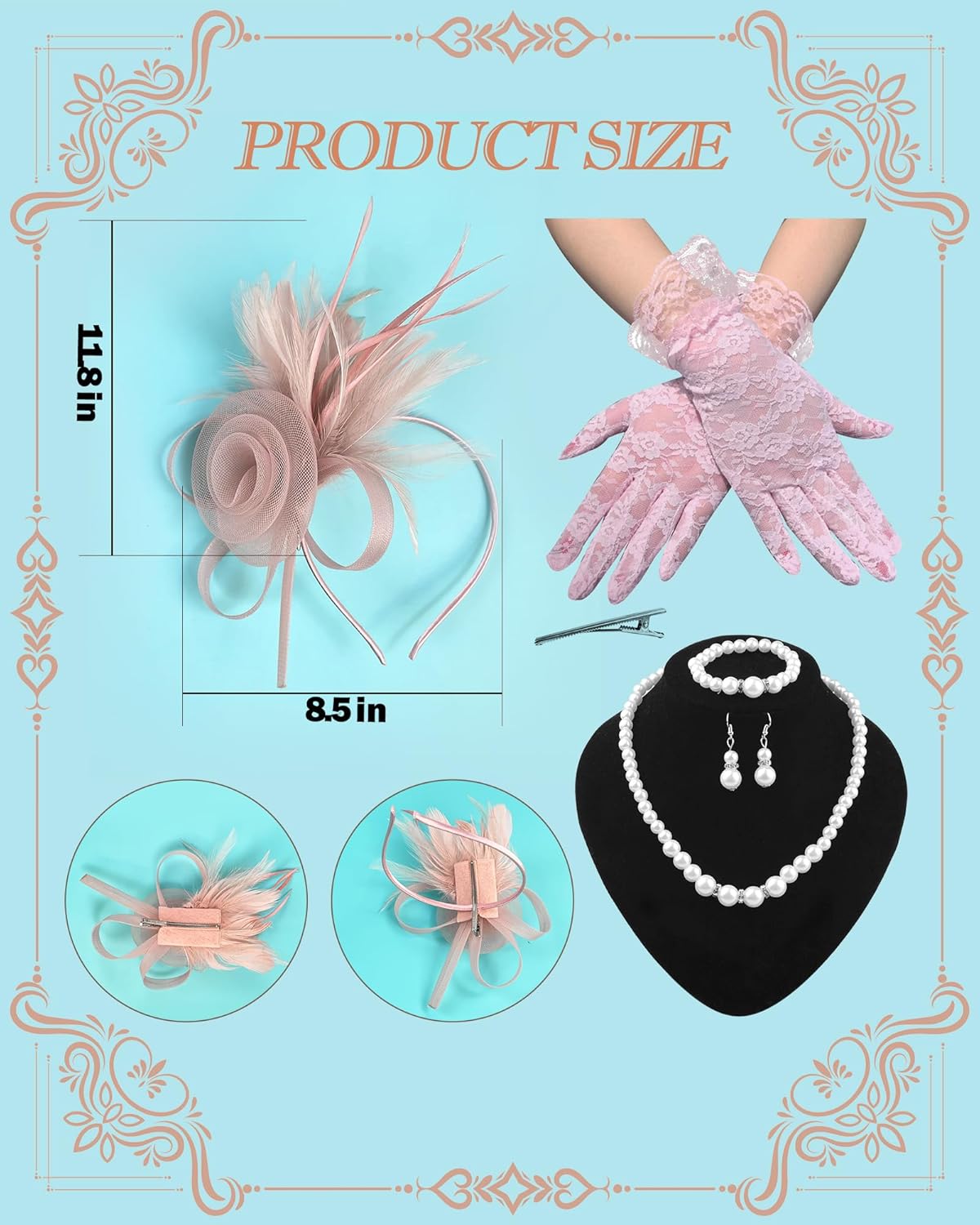 Fascinators Hat for Women Tea Party Tulle Mesh Headband Feather Hat for Women Veil Tea Party Hats - Image 3