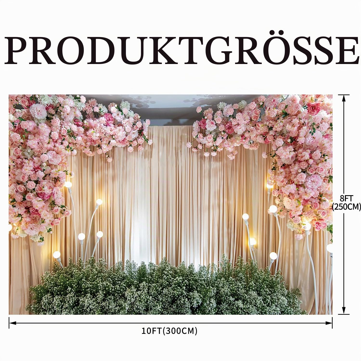 Blumenwand Hintergrund 3x2.5m, Romantisch Pink Rose Blumen Wand Vorhang Vinyl Fotobox Hintergrund für Hochzeit Geburtstag Brautdusche Party, Studiofotografie Requisite