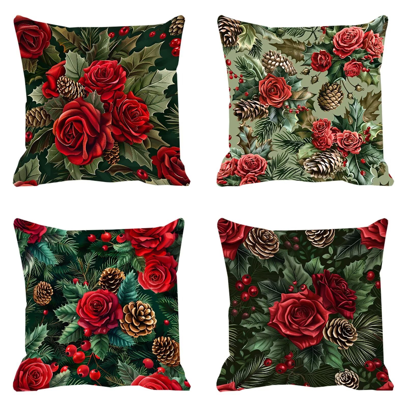 Housse coussin rouge Noël 60x60 cm taie oreiller canapé velours pour offrir