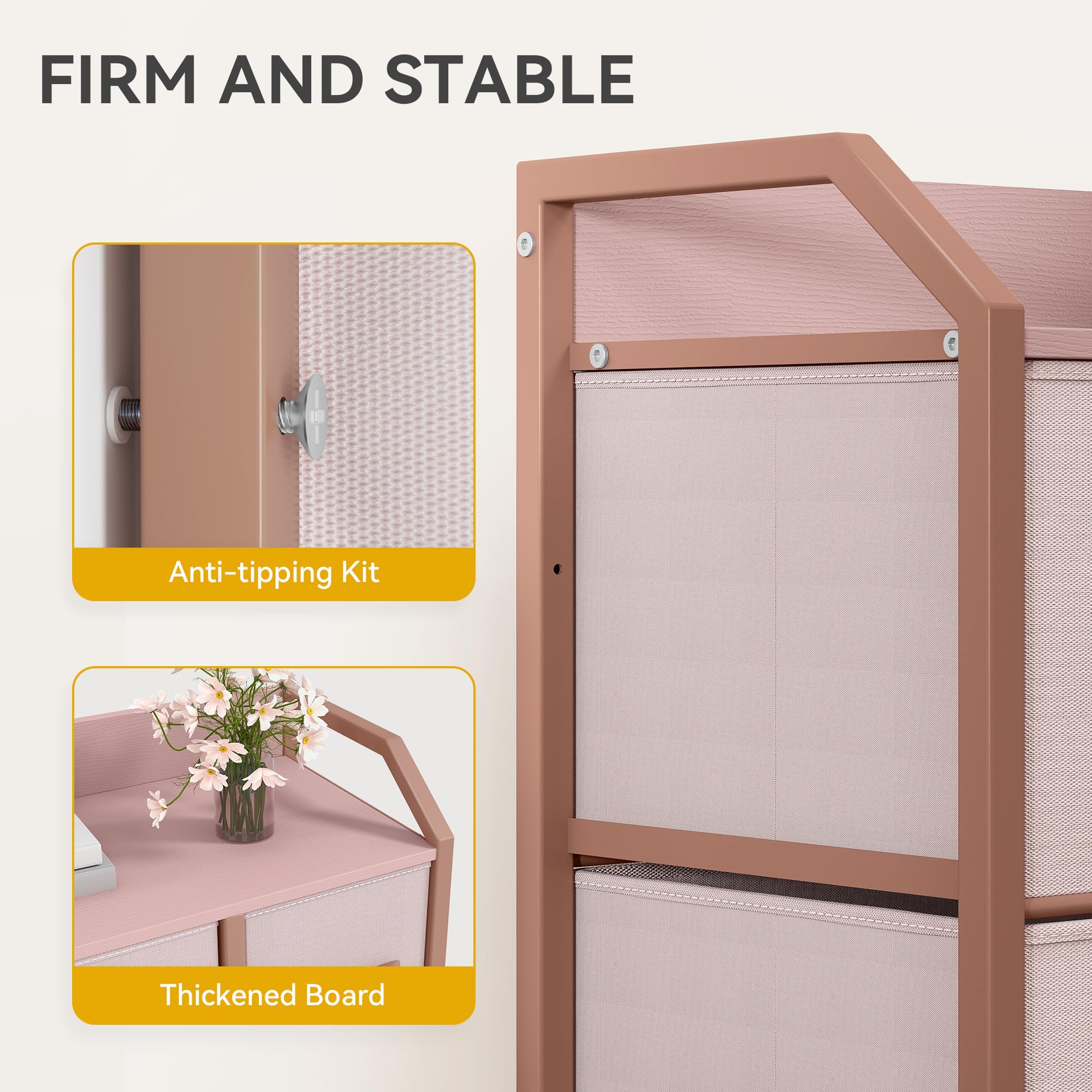 COSTWAY Cassettiera In Tessuto A 6 Cassetti, Cassettiera Con Cassetti Rimovibili E Pieghevoli E Telaio In Acciaio Per Camera Da Letto Soggiorno Corridoio 80 X 30 X 63 Cm 59304000