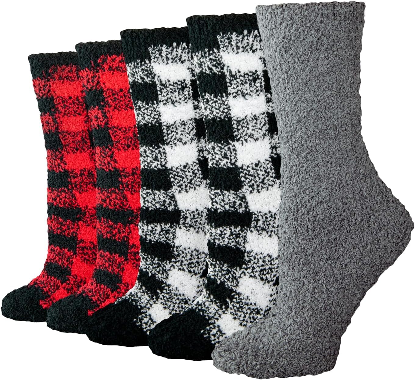 Amazon Essentials Women's Cozy Fuzzy Slipper Socks, Plush Sleep Socks, 5 Pairs