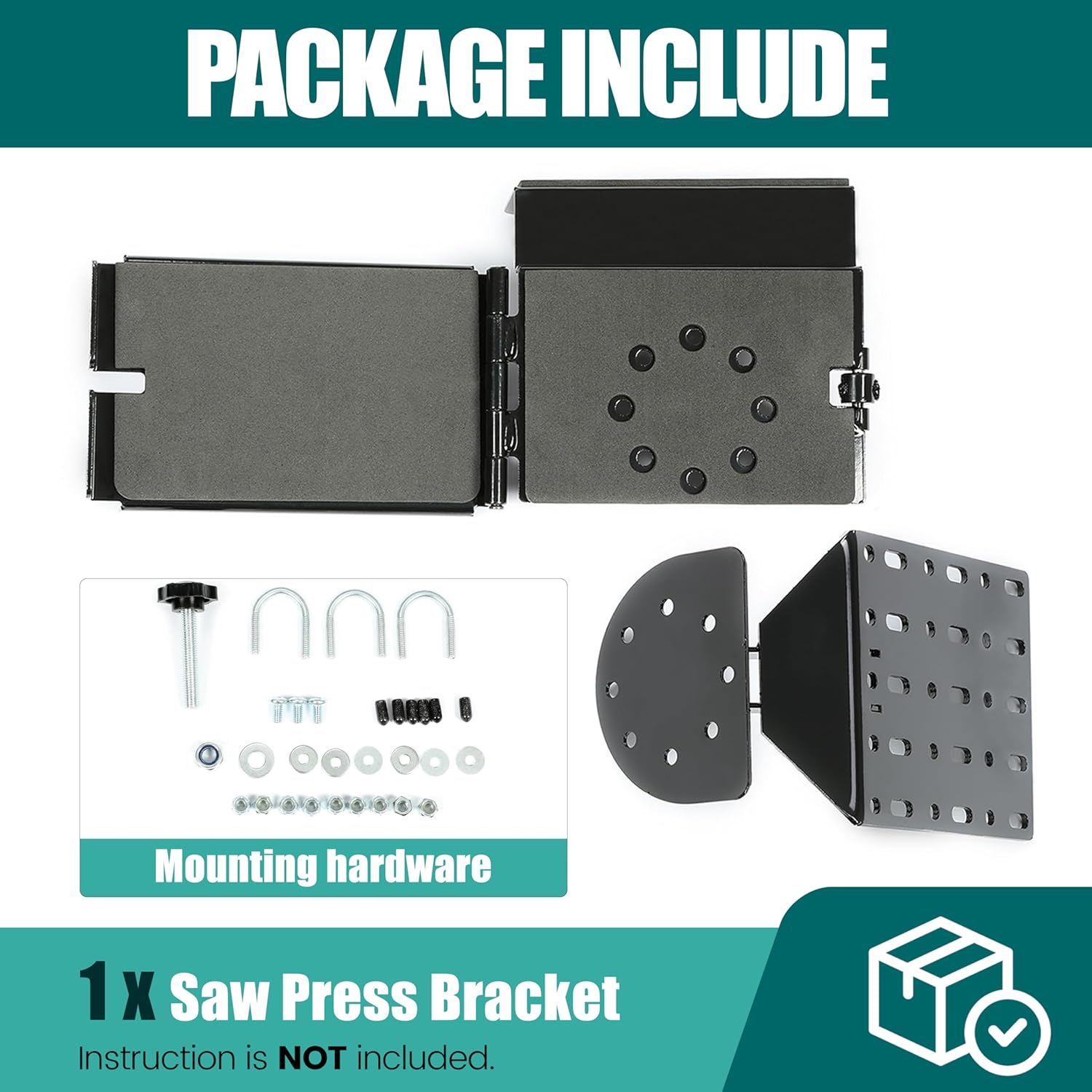 HECASA Universal Saw Press Bracket w/Hinge Compatible with ATV UTV Trailers Chainsaw Bracket Heavy Duty Steel Powder Coated Black Adjustable