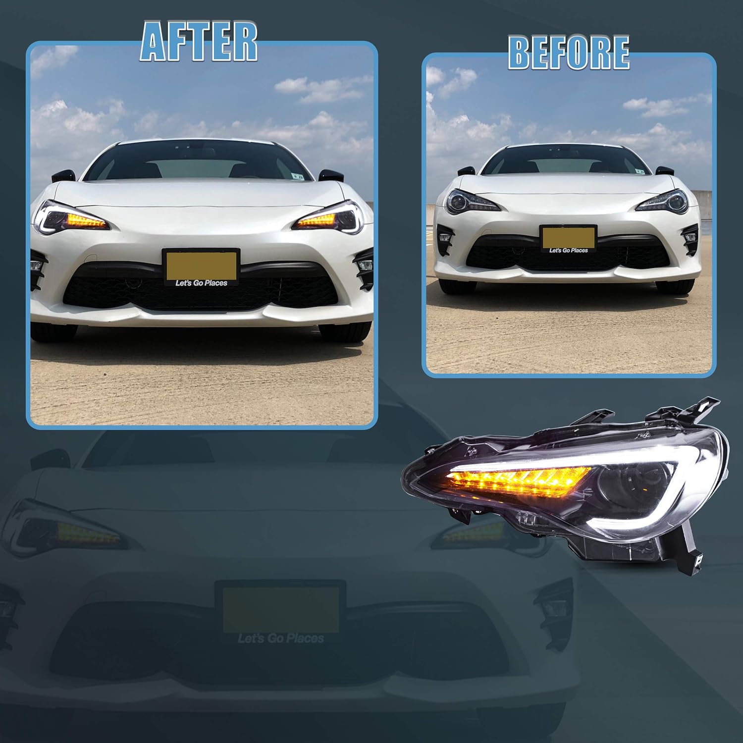 VLAND Headlight Assembly Fit for 2012-2021 Toyota 86 1st Gen, Subaru BRZ, Scion FR-S, Plug-and-play, Regular