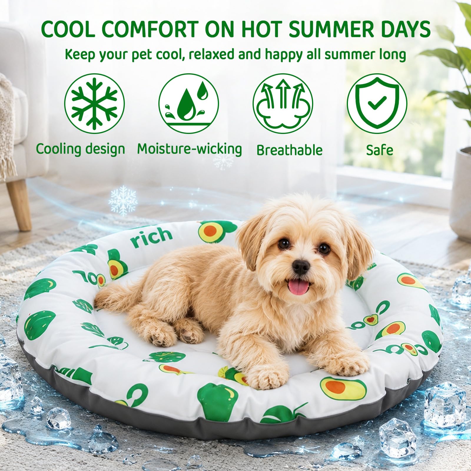 Tappetino Refrigerante Cani, 55 cm, Rotondo Tappetino Rinfrescante Cani, Gatti Tappeto Raffreddamento, Rotondo Tappeto Refrigerante Gatto,Cuscino Rinfrescante Cane e Gatti (Verde)