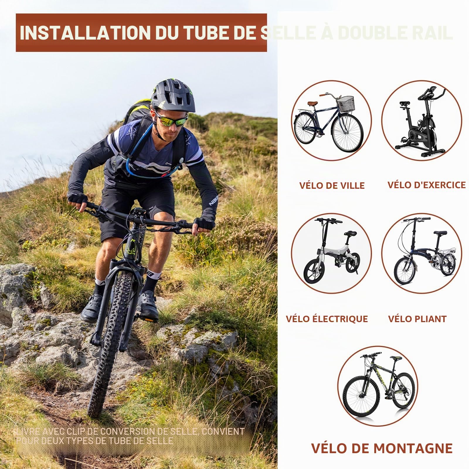 Selle de vélo confortable, ergonomique, pour homme et femme, large selle confortable, étanche, absorbant les chocs pour vélo de ville, VTT, vélo d'appartement