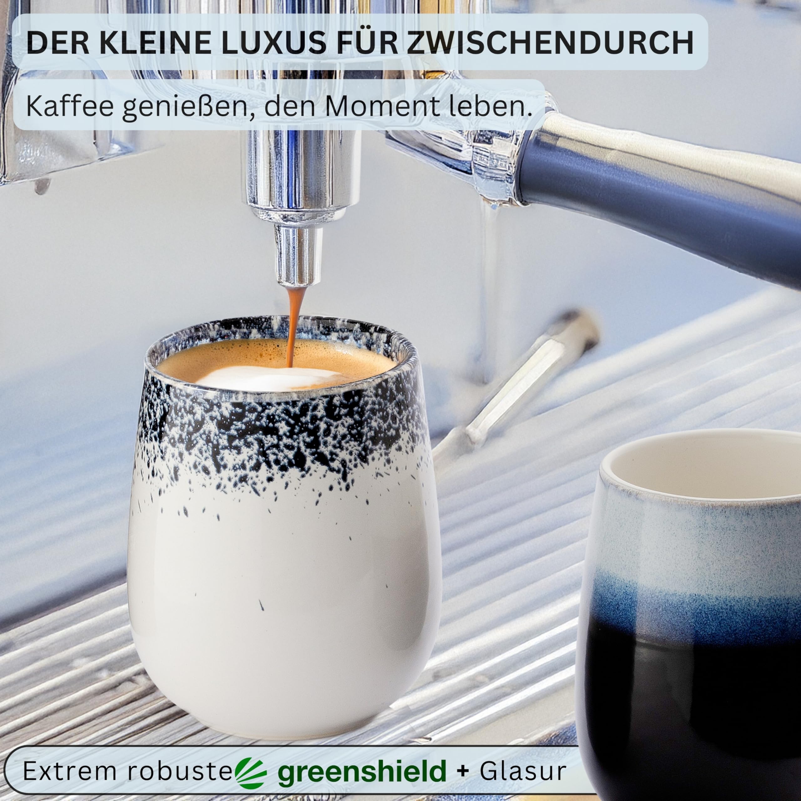 Sänger Siena | Premium Kaffeebecher 6 Personen, Steingut Kaffeetassen Set, Teetassen spülmaschinen- & mikrowellenfest, Coffee Mug mehrfarbig 215 ml, Kaffeebecher handmade | PREMIUM COLLECTION