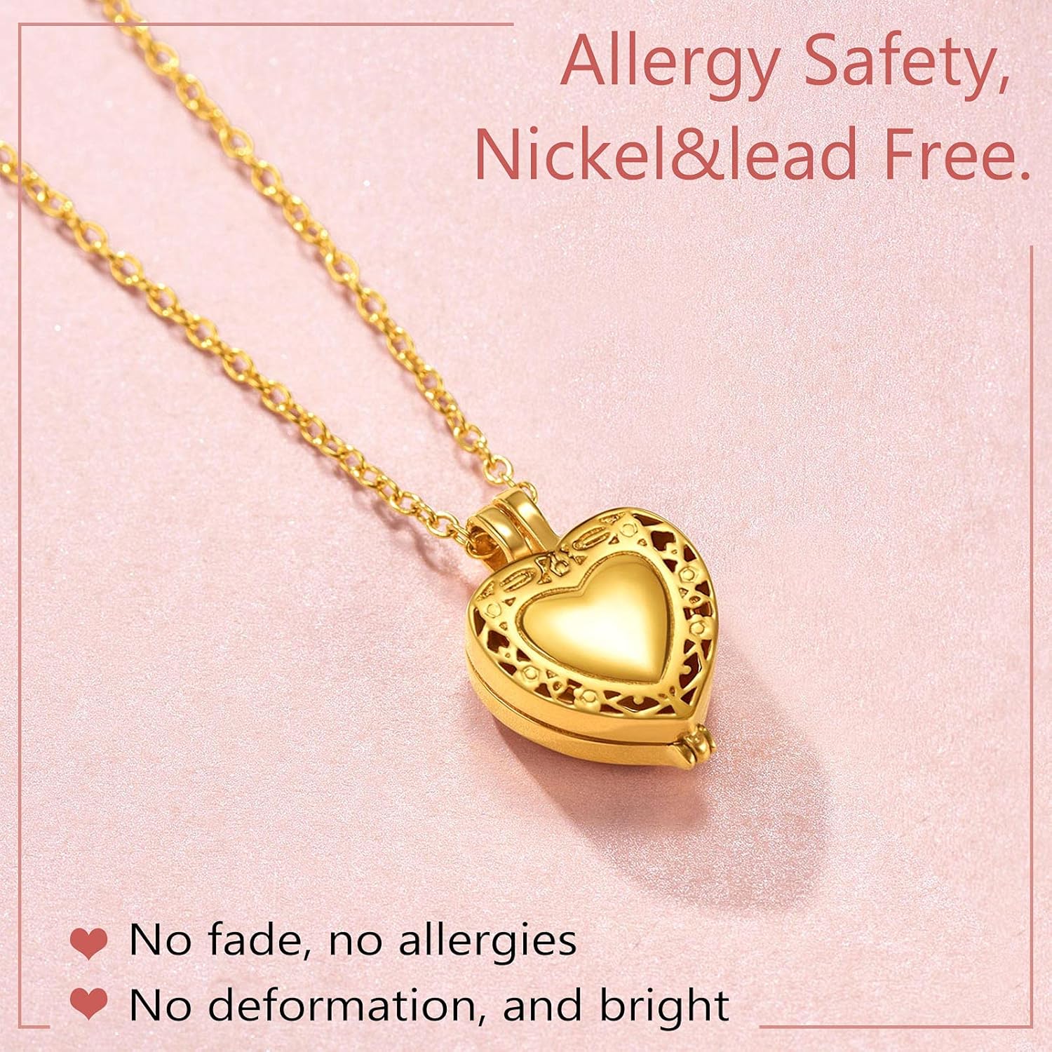 FindChic Customized Heart Shaped Urn Necklaces for Ashes with Custom Picture/Birthstone Stainless Steel/18K Gold Plated Claddagh/Angel Wing Pendant Waterproof Keepsake Cremation Jewelry, with Gift Box - Image 3