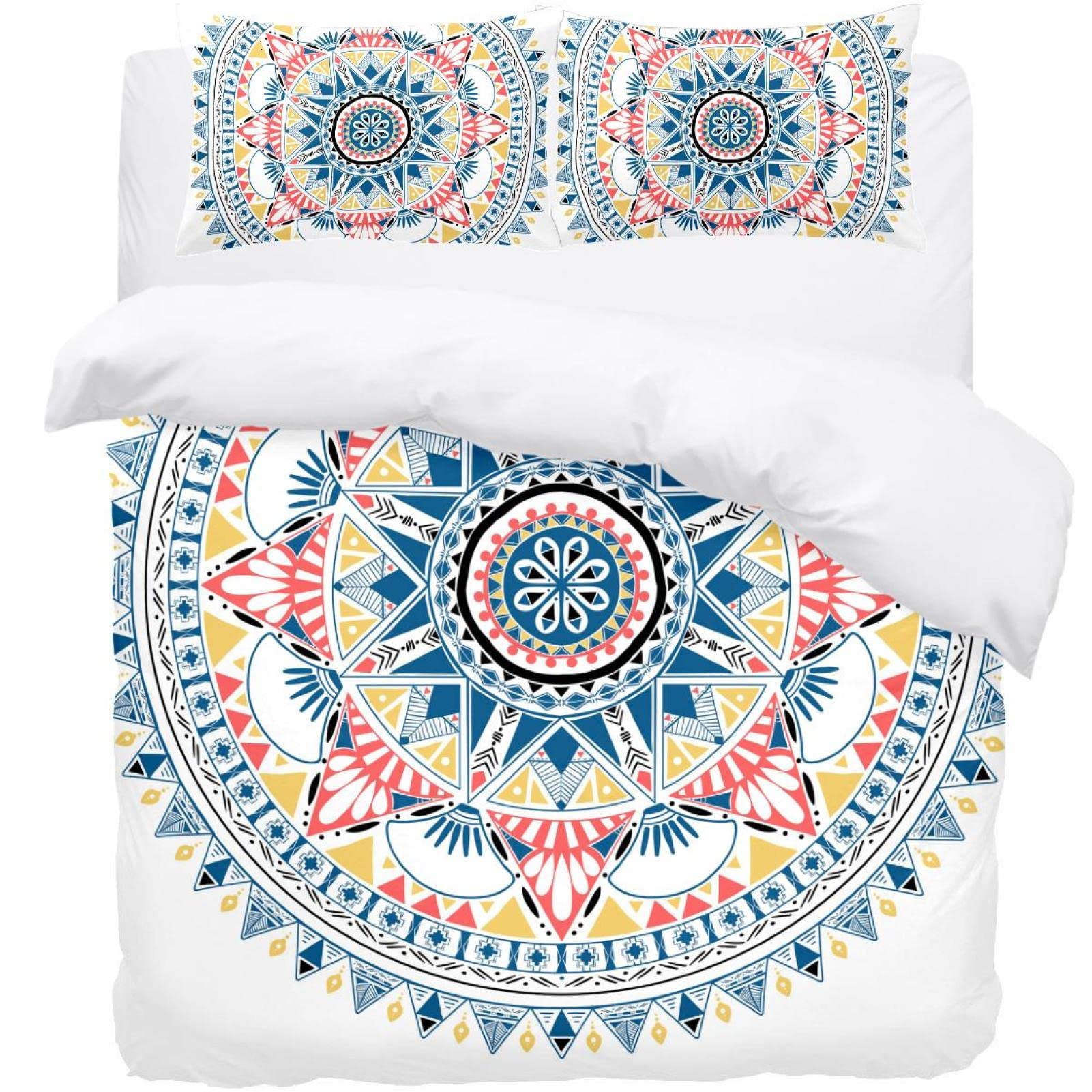 Housse de couette infroissable mandala pour lit double et king size