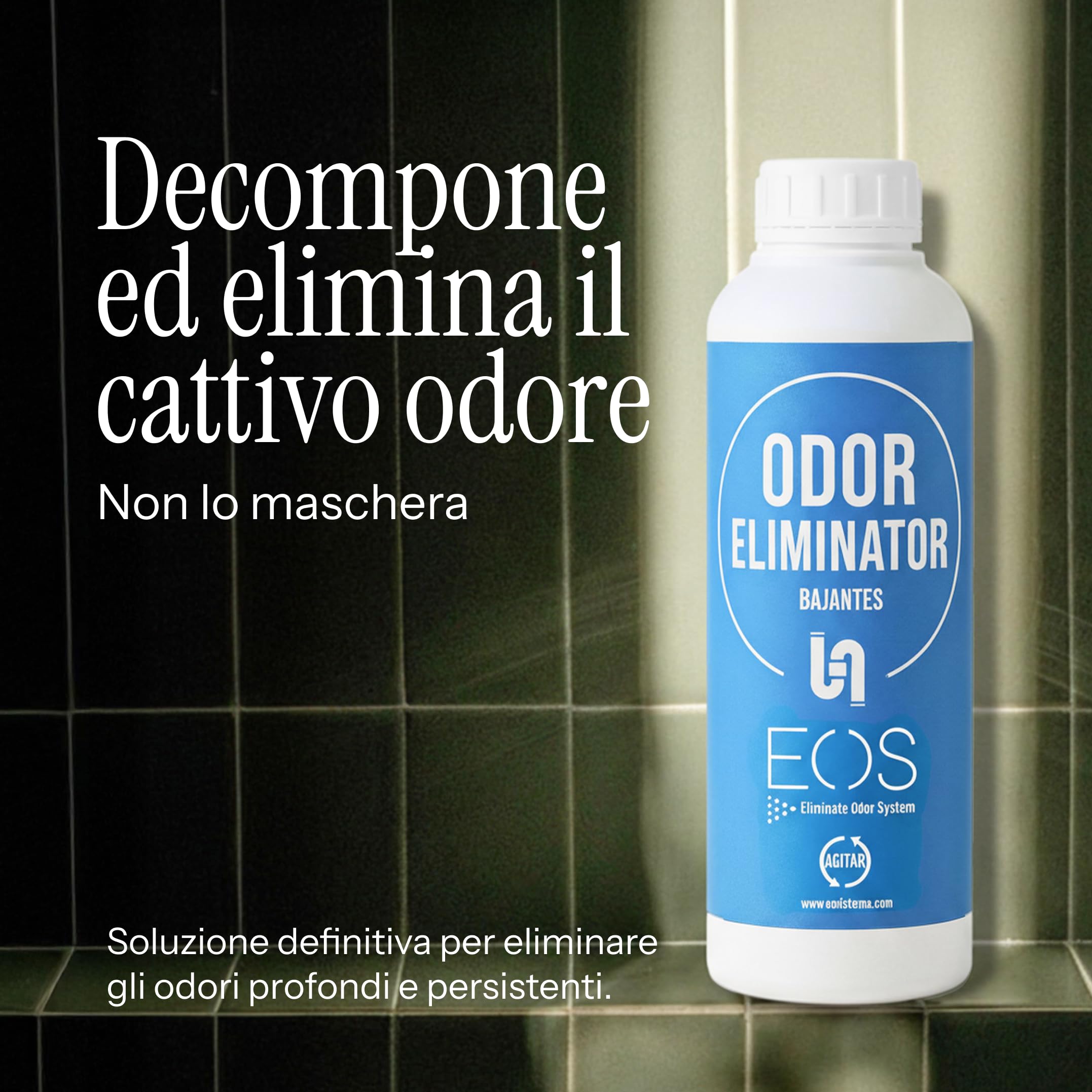 EOS - (1 litro) Fuido per Scarichi e Lavandini – Rimozione di cattivi odori da tubature, scarichi e lavandini, etc. Ha un effetto deodorante ed è stato progettato per eliminare i cattivi odori.