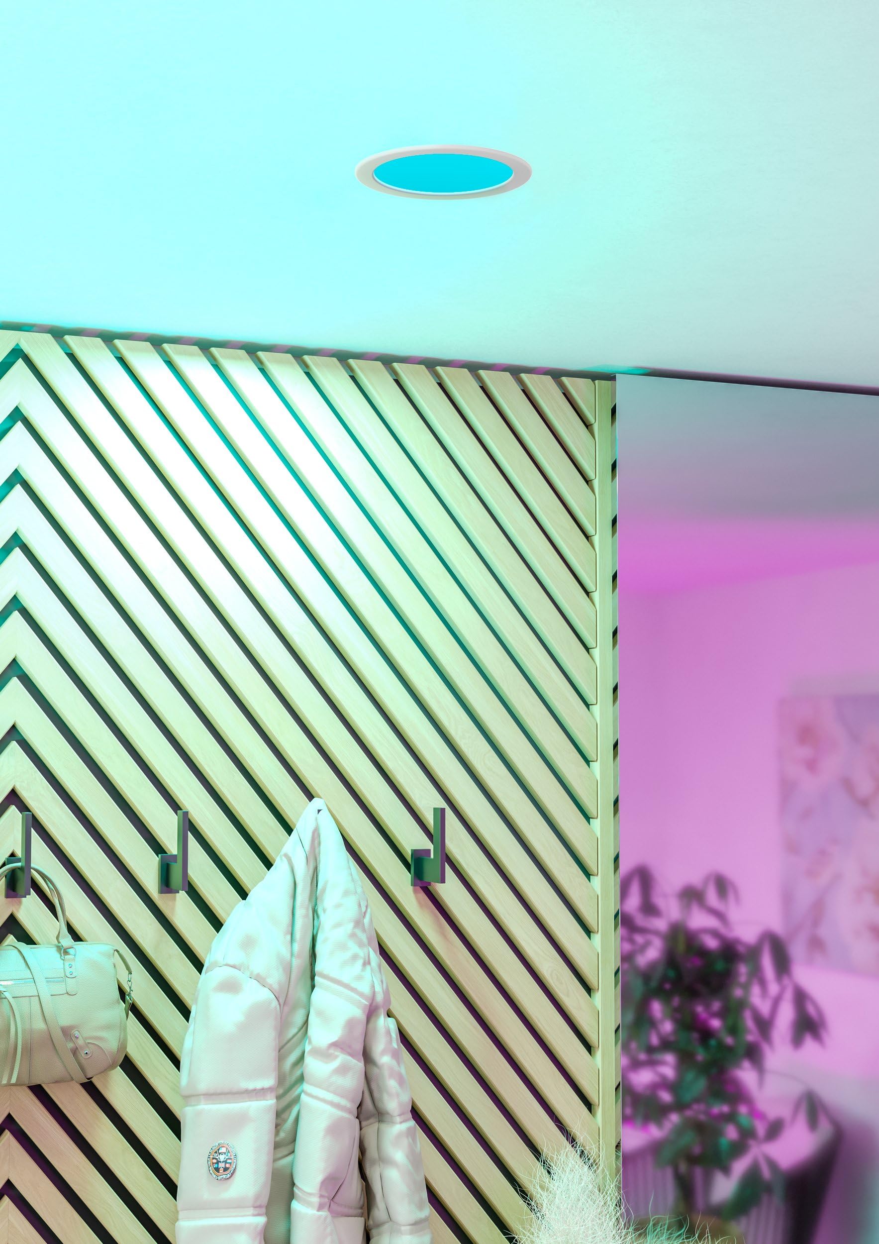 EGLO connect.z Smart-Home LED Bad-Einbaustrahler Fueva 6-Z, flach, Ø 16,6 cm, ZigBee, App und Sprachsteuerung Alexa, RGB, warmweiß-kaltweiß, dimmbar, Metall Einbauspot weiß, IP44