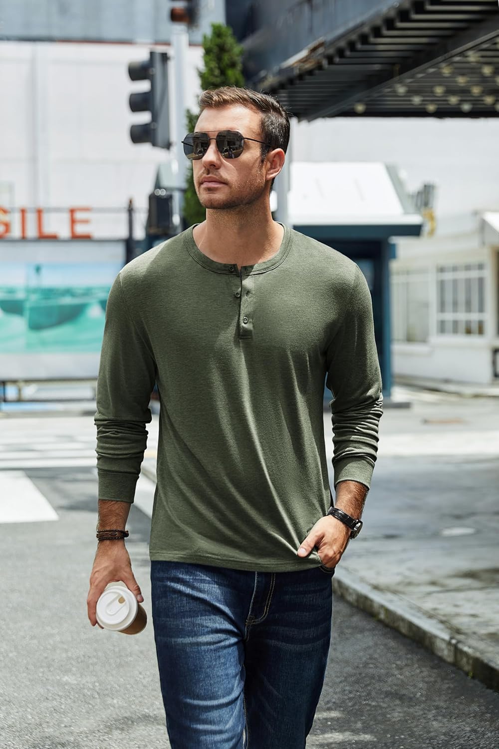 COOFANDY Men's Henley T-Shirt Long Sleeve Casual Lightweight Pullover Shirts Soft Stretch Basic Tees Fall Tops - Image 2
