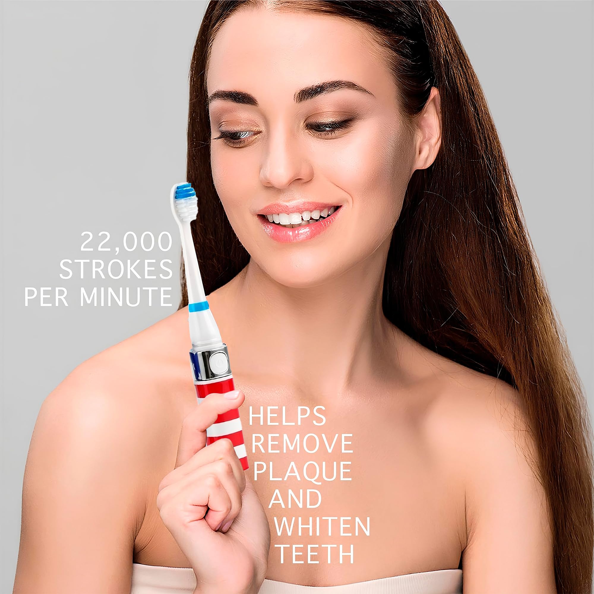 Pursonic Cepillo de dientes sónico portátil que funciona con pilas, batería incluida, 3 cabezales de cepillo incluidos, 22,000 golpes por minuto, cepillo para llevar (EE.UU.)