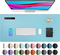 Vista 170 de Aothia Protector de escritorio de cuero, alfombrilla para ratón, alfombrilla de escritorio de oficina, secante de escritorio de cuero PU