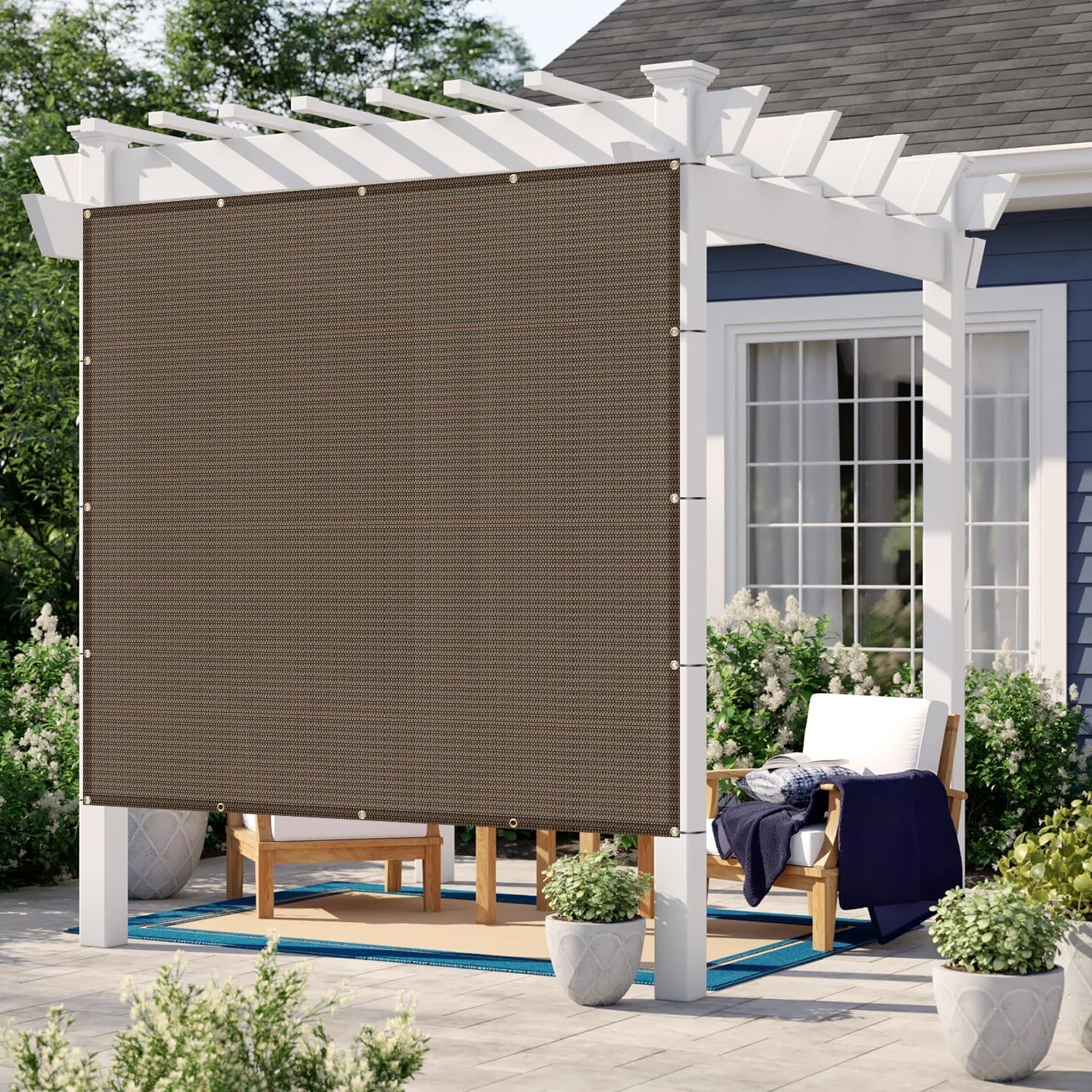 LOVE STORY Custom Size 5x15 FT Sun Shade Cloth with Grommets Pergola Shade Cover 95% UV Protection for Patio Outdoor, Brown (Customized)