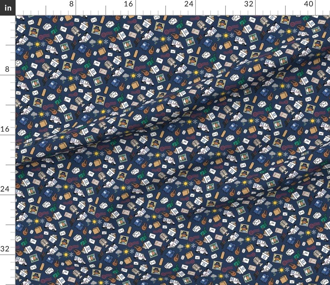 Spoonflower Fabric - Letters Mailbox Snal Mail Carrier Printed on Petal Signature Cotton Fabric by The Yard - Sewing Quilting Apparel Crafts Decor