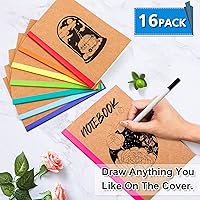 Vista 3 de feela Paquete de 16 cuadernos de composición a granel, con cubierta de papel kraft con rayas universitarias, diarios de viaje con espinas arcoíris