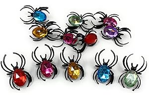 100 Bulk Halloween Spider Rings With Gems Assortment