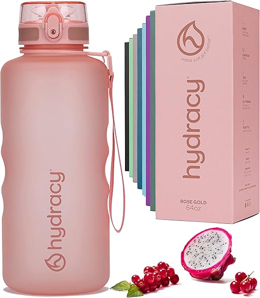 Hydracy Water Bottle with Time Marker Large 2 Litre BPA Free Bottle