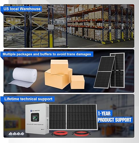 Miniatura 9 de ECO-WORTHY Kit de sistema de energía solar de 9.36 KWH 2340 W 48 V Kit de panel solar fuera de la red con inversor de carga todo en uno de 5000 W 48