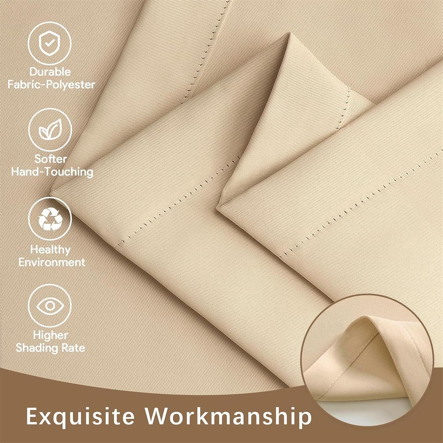 Generic Outdoor Curtains for Patio Waterproof Weatherproof, Premium Thick Privacy Weatherproof Grommet Outside Curtains for Pergola Porch Gazebo Deck, Beige,1 PCS,50 * 48inch（W*H）