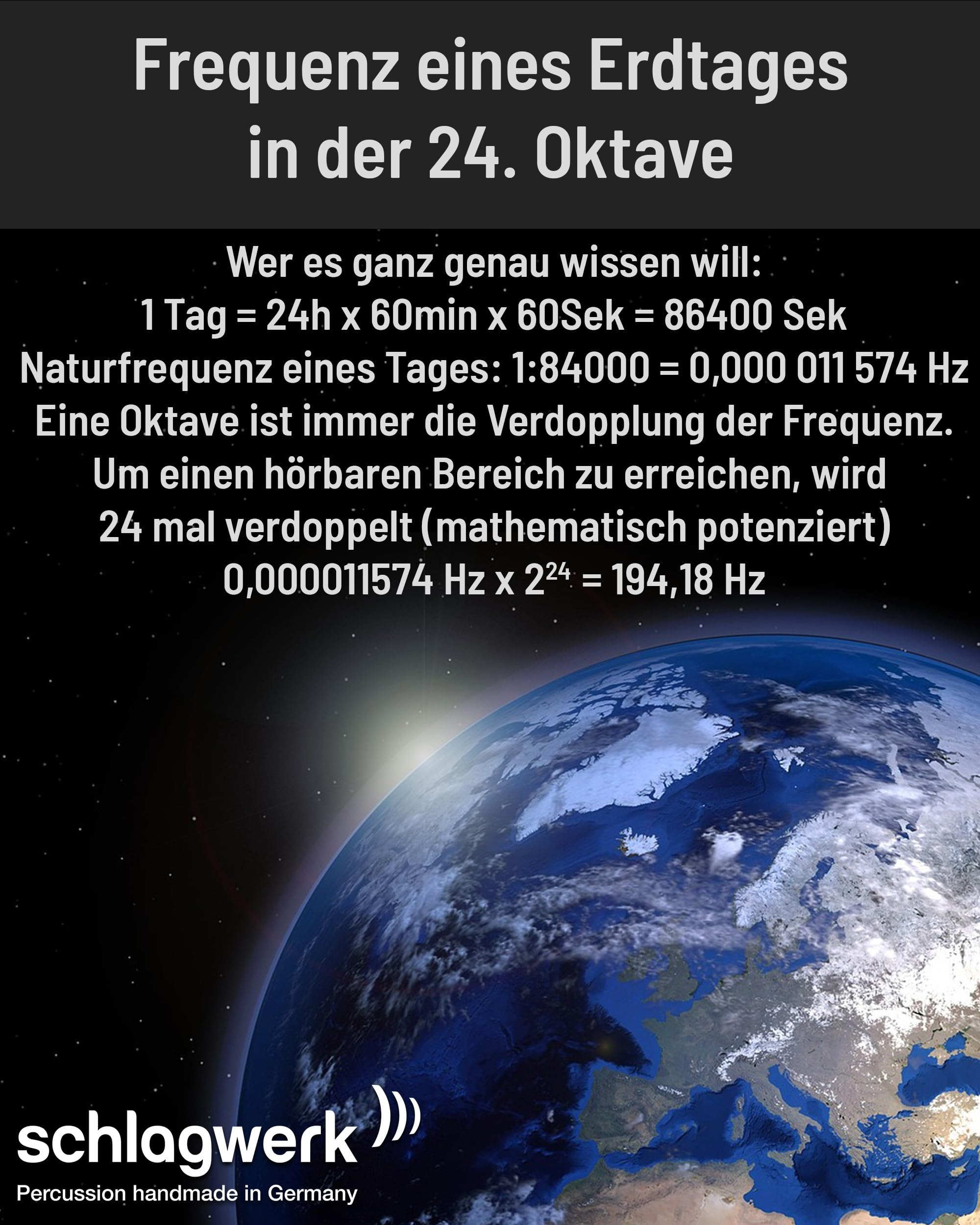 Schlagwerk Einklang Windspiel Tageston 80 cm - 6 Röhren, lang anhaltender Klang - Aluminium - Exakt gestimmt Frenquenzen mit Naturton-Reihe - Meditation - Entspannung - Vitale Stärke
