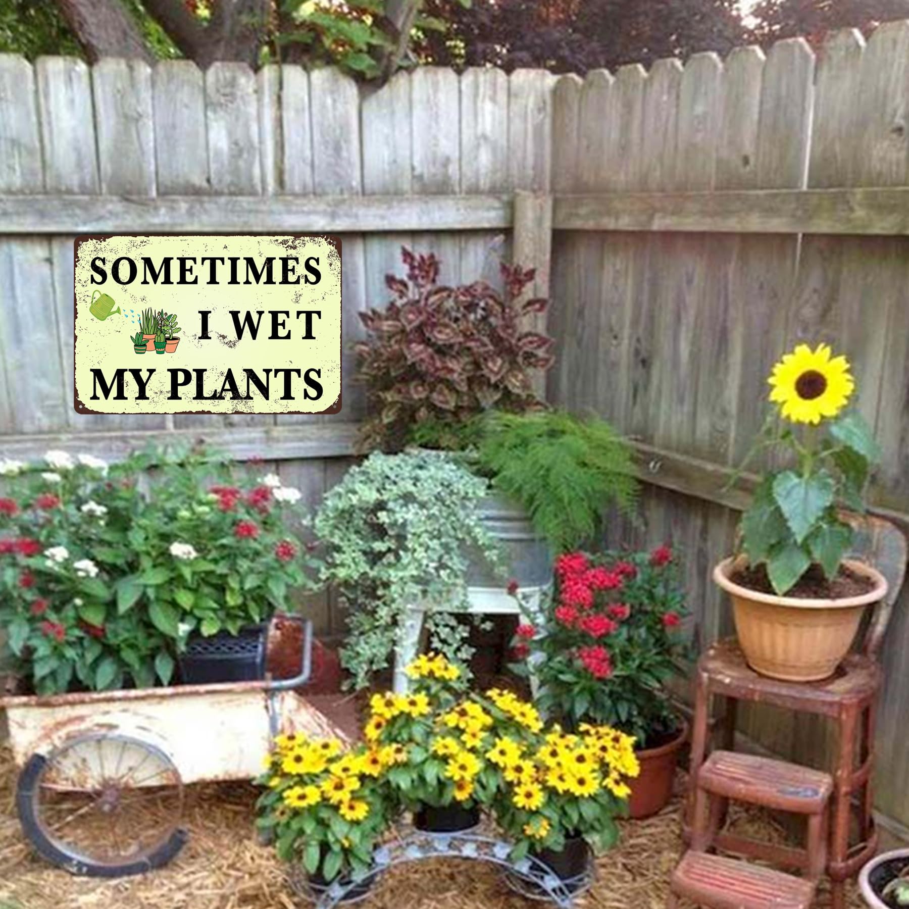 Carteles metálicos para jardín, 20 x 30 cm, placas rústicas para exteriores, juego de 5 (multicolor)