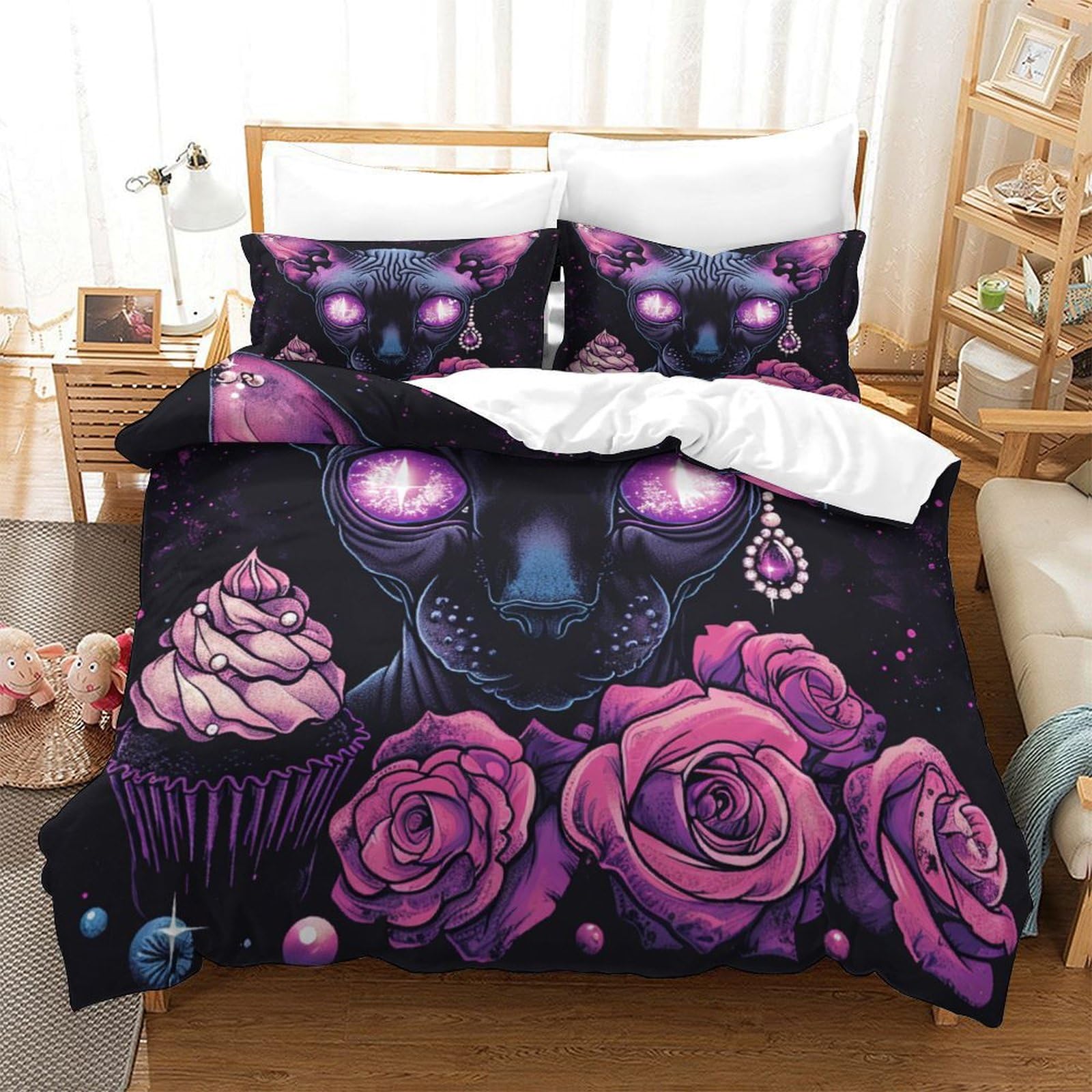 Housse de couette imprimée 3D en microfibre thermorégulatrice