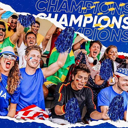 Miniatura 5 de 60 pompones de animadora divertidos, pompones de aluminio metálico con asas de plástico para animar al equipo, para animar, escuadrón, deportes,