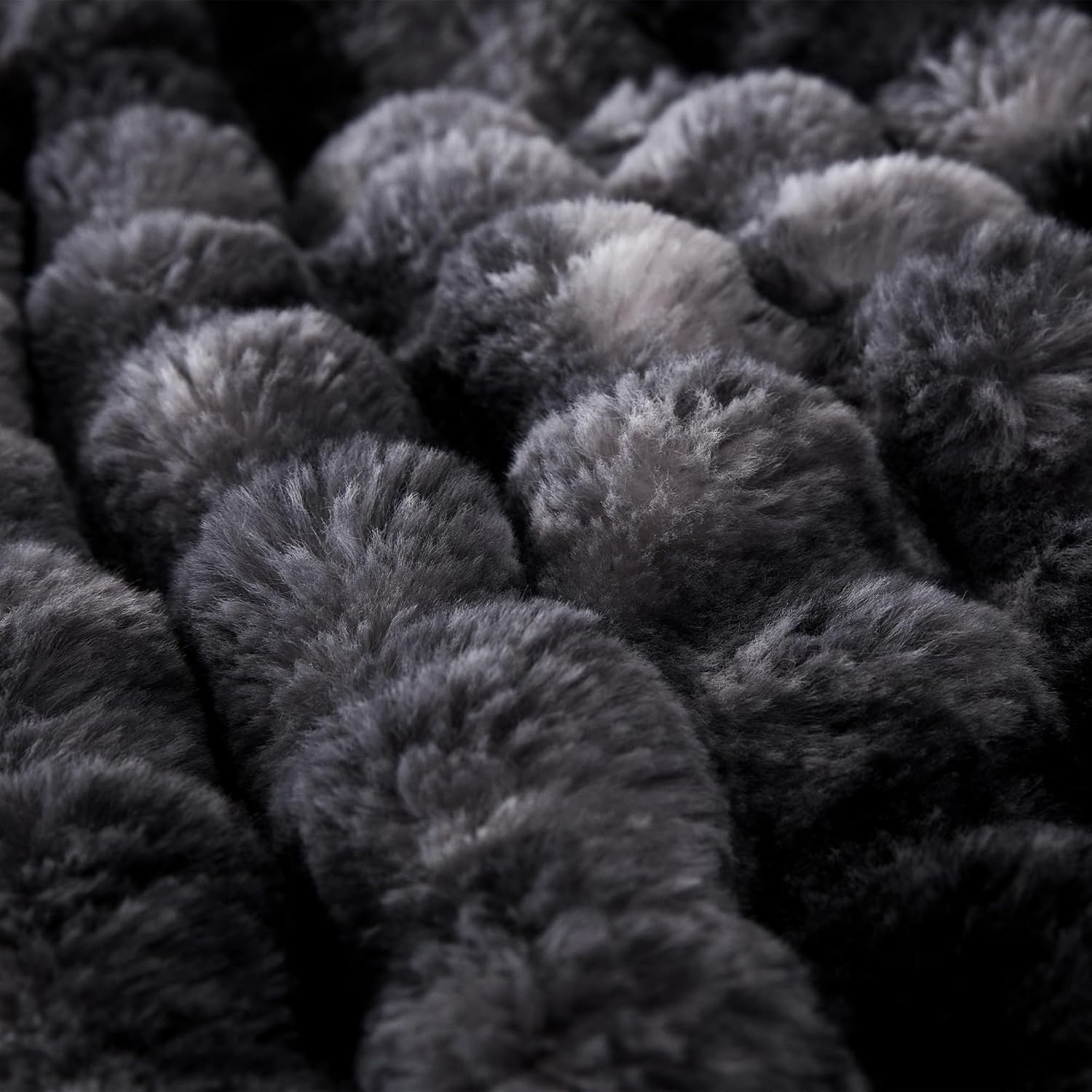 COOVA Faux Fur Throw Blanket for Couch, Cozy Soft and Fuzzy Plush Rabbit Fur Bubble Blanket for Sofa Bedroom Living Room, 50x60 Inches Tie Dye Black - Image 5