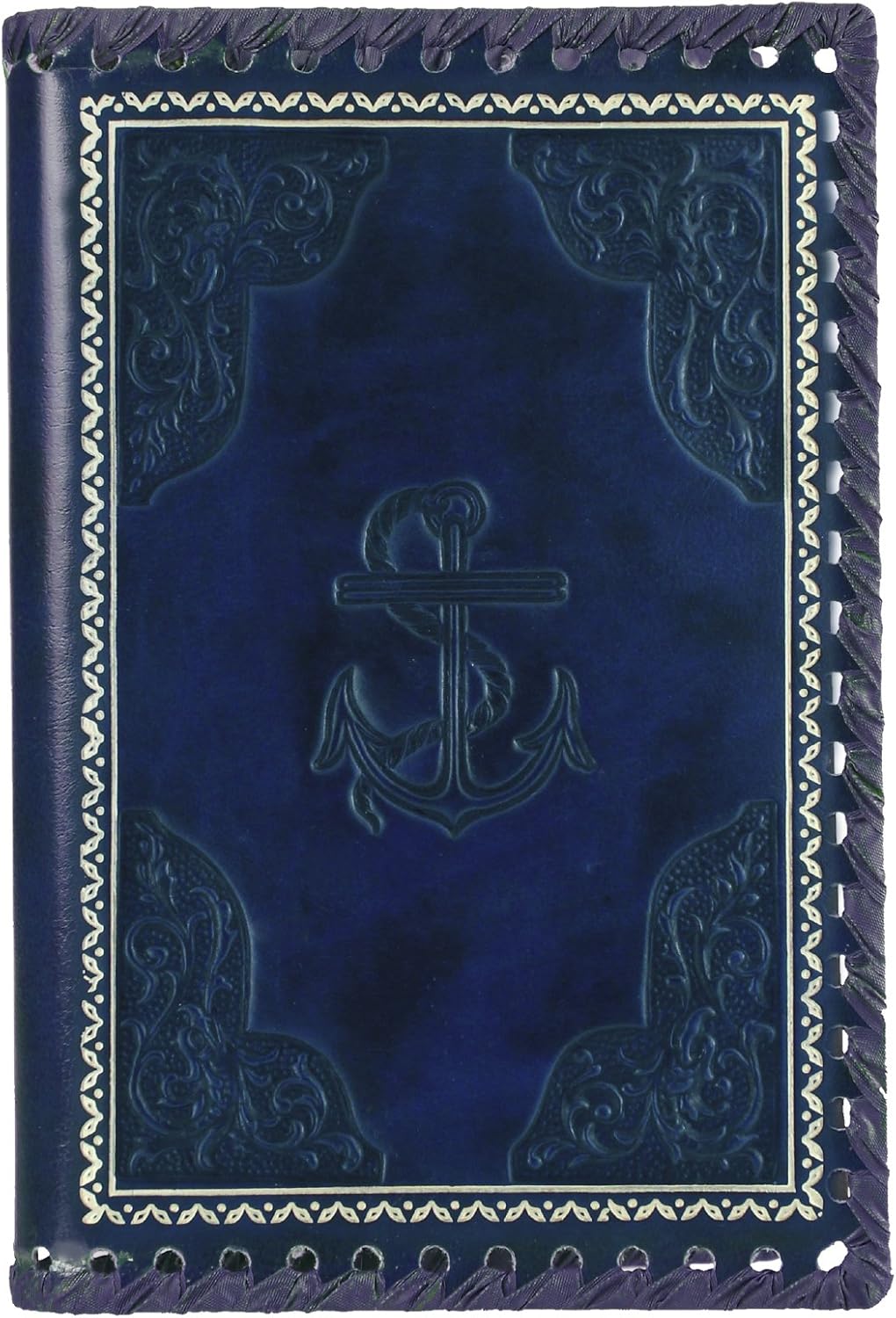 Eccolo Refillable Handmade Journal with Blue Anchor, 256 Ruled Acid Free Sheets, 6x8"