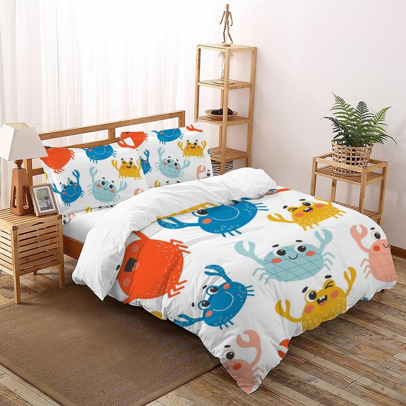 Housse de couette double crabe mignon 200x200 microfibre