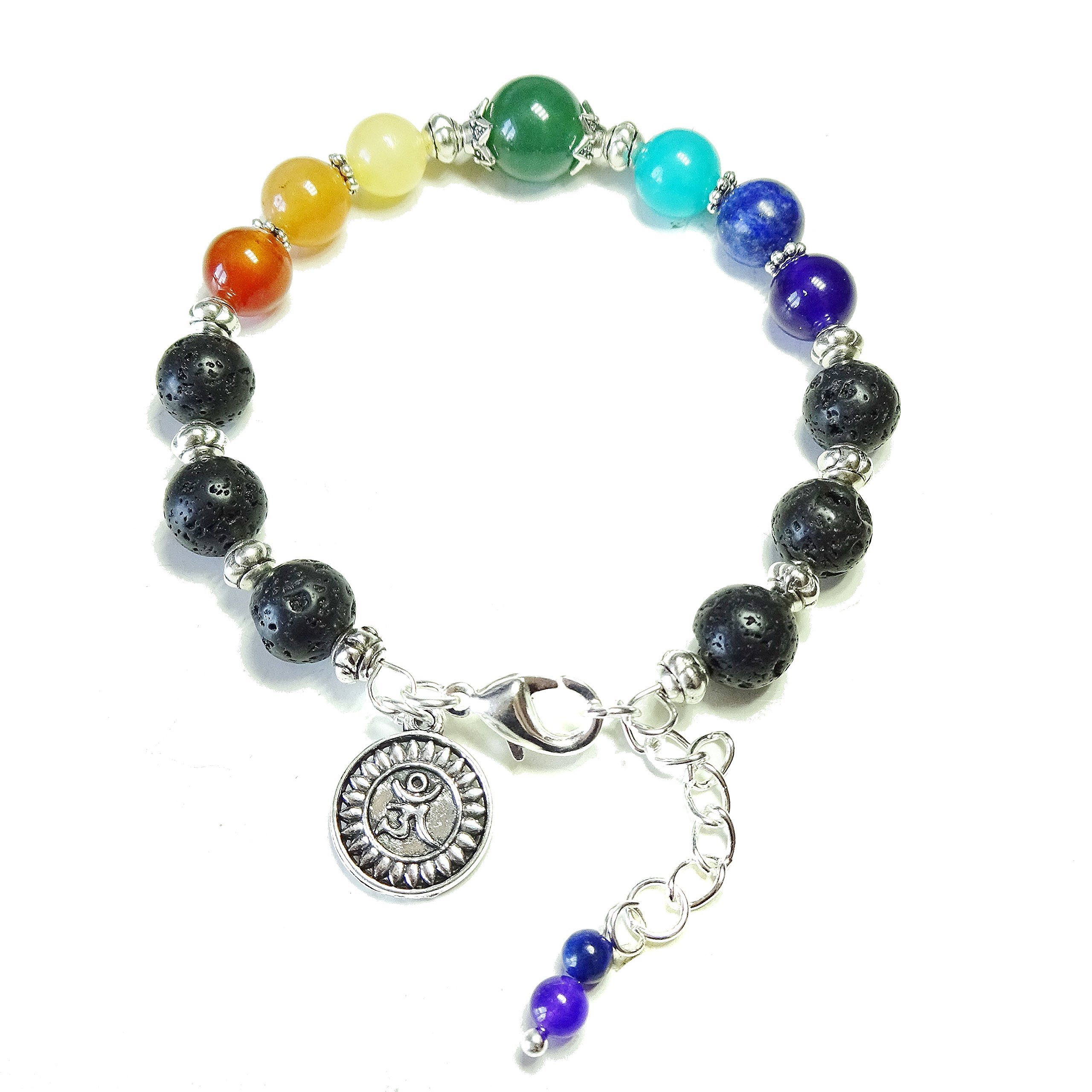 Rainbow/Chakra Gemstone Essential Oil Diffuser Bangle