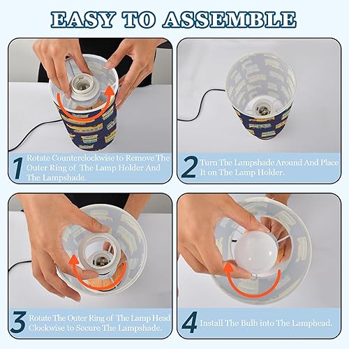 Miniatura 4 de Bus Retro Dimmable Bedside Touch Lamps with Charging Ports for Living Room Bedroom Nightstand Office Desk, Light Bulb Included