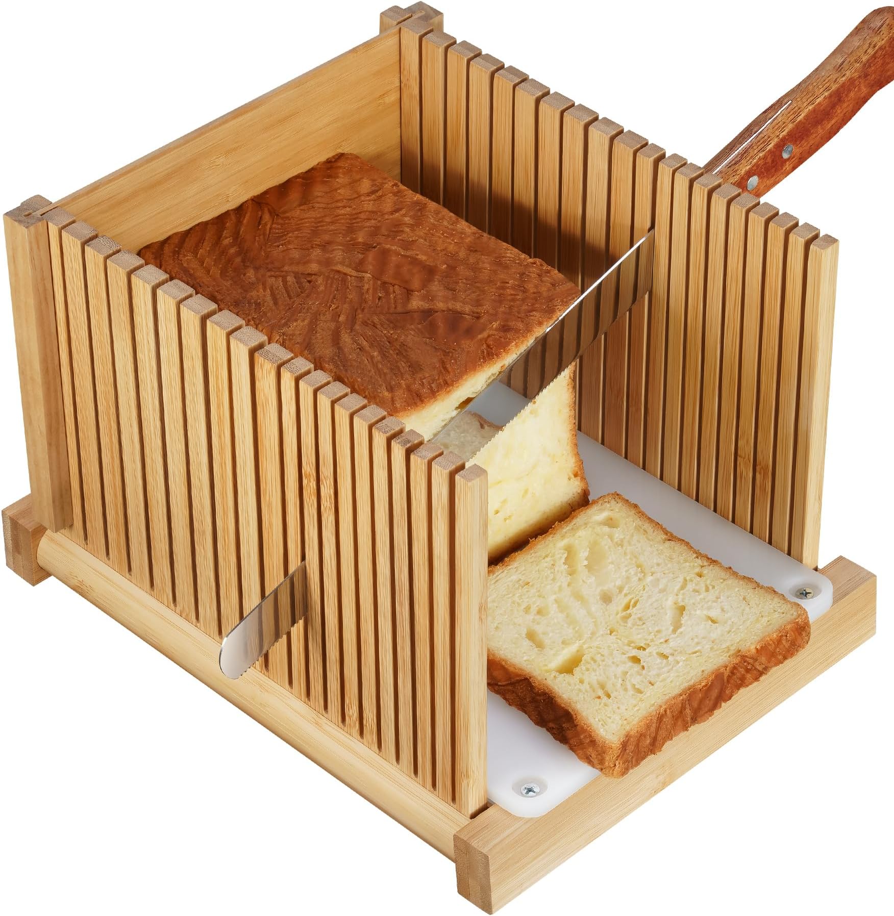 Amazon.com: NiHome Bread Slicer for Homemade Bread, Bamboo Bread Slicer ...