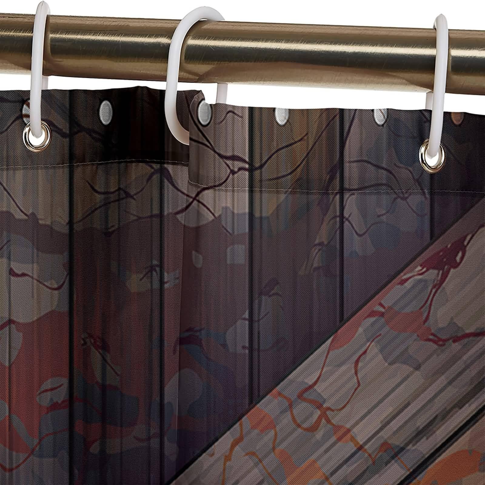 Tenda Doccia 150 x 200 Tessuto Antimuffa, Poliestere Marrone grigio Porta di legno della fattoria Tenda vasca da bagno, lavabile, asciugatrice rapida