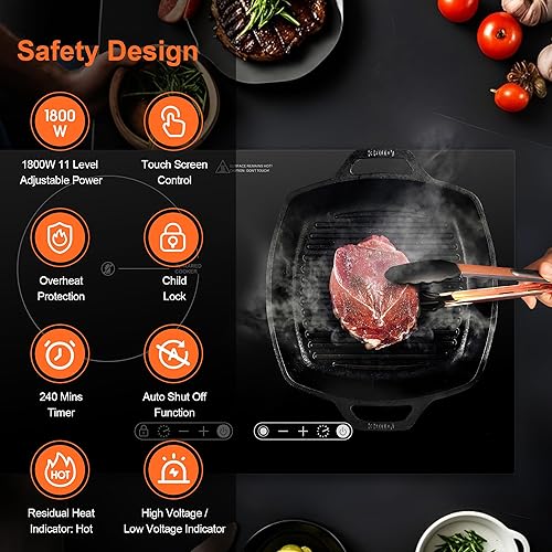 Miniatura 5 de Diseño de doble bobina de cocina de 2 quemadores, placa eléctrica de cerámica de 1800 W para cocinar, encimera portátil de doble quemador infrarrojo