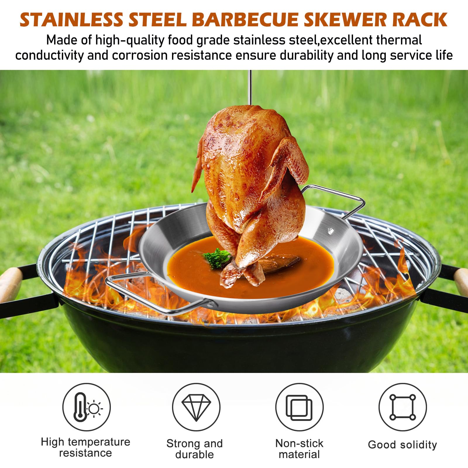 Brochette De Viande Verticale En Acier Inoxydable, Brochette Verticale En Acier Inoxydable, Brochettes Verticales Pour Barbecue Idéale Pour Pour Grill, Poulet Moyen, Steak, Kebab(8,10,12 Pouces)