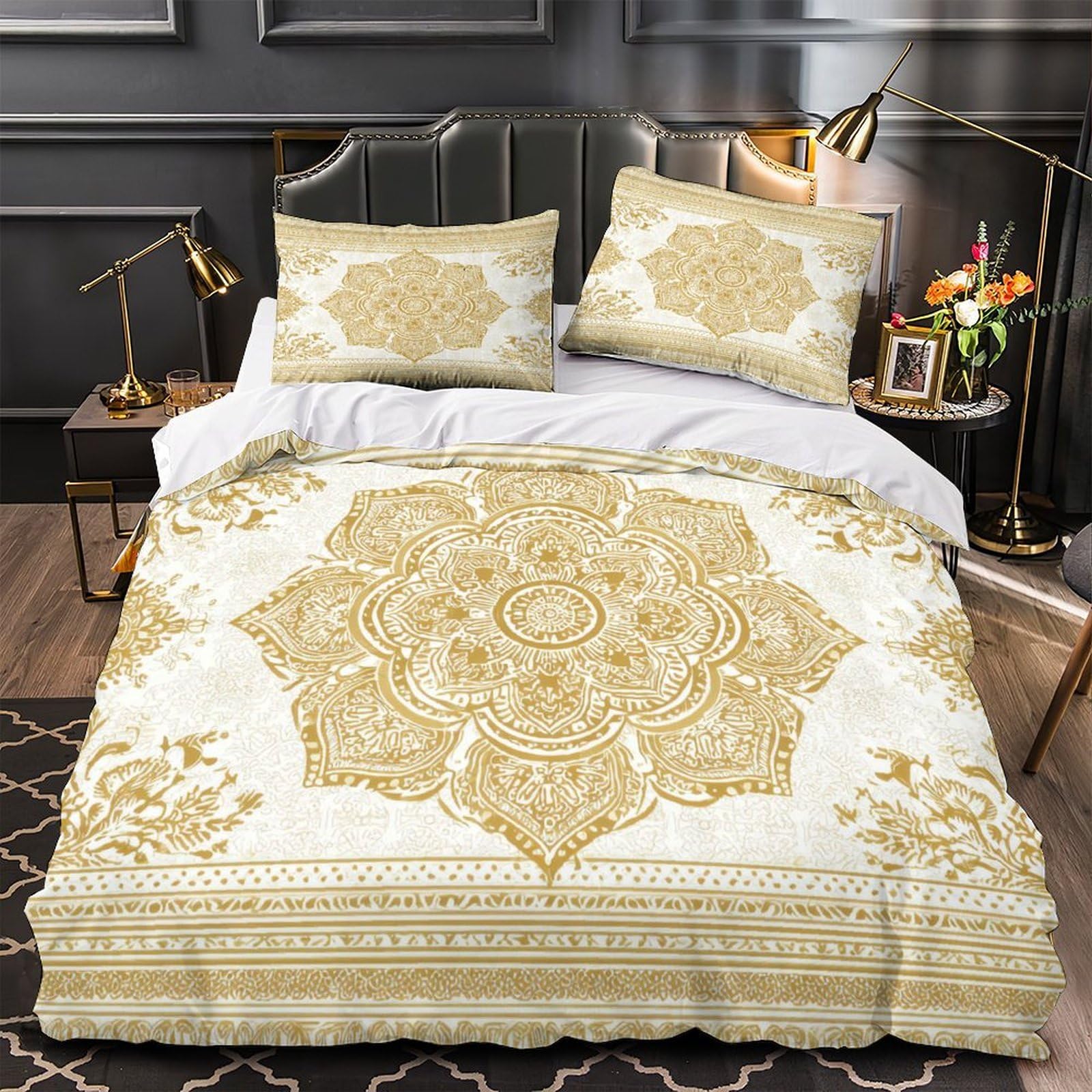 Housse de Couette Carlin 3D Super King 260x220 cm en microfibre respirante douce pour couple