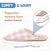 Vista 3 de Floopi Slippers for Women Kelly Indoor Outdoor Plaid Faux Sherpa Fur Lined Scuff Slipper WMemory Foam