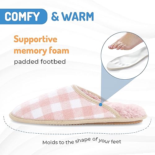 Miniatura 3 de Floopi Slippers for Women Kelly Indoor Outdoor Plaid Faux Sherpa Fur Lined Scuff Slipper WMemory Foam