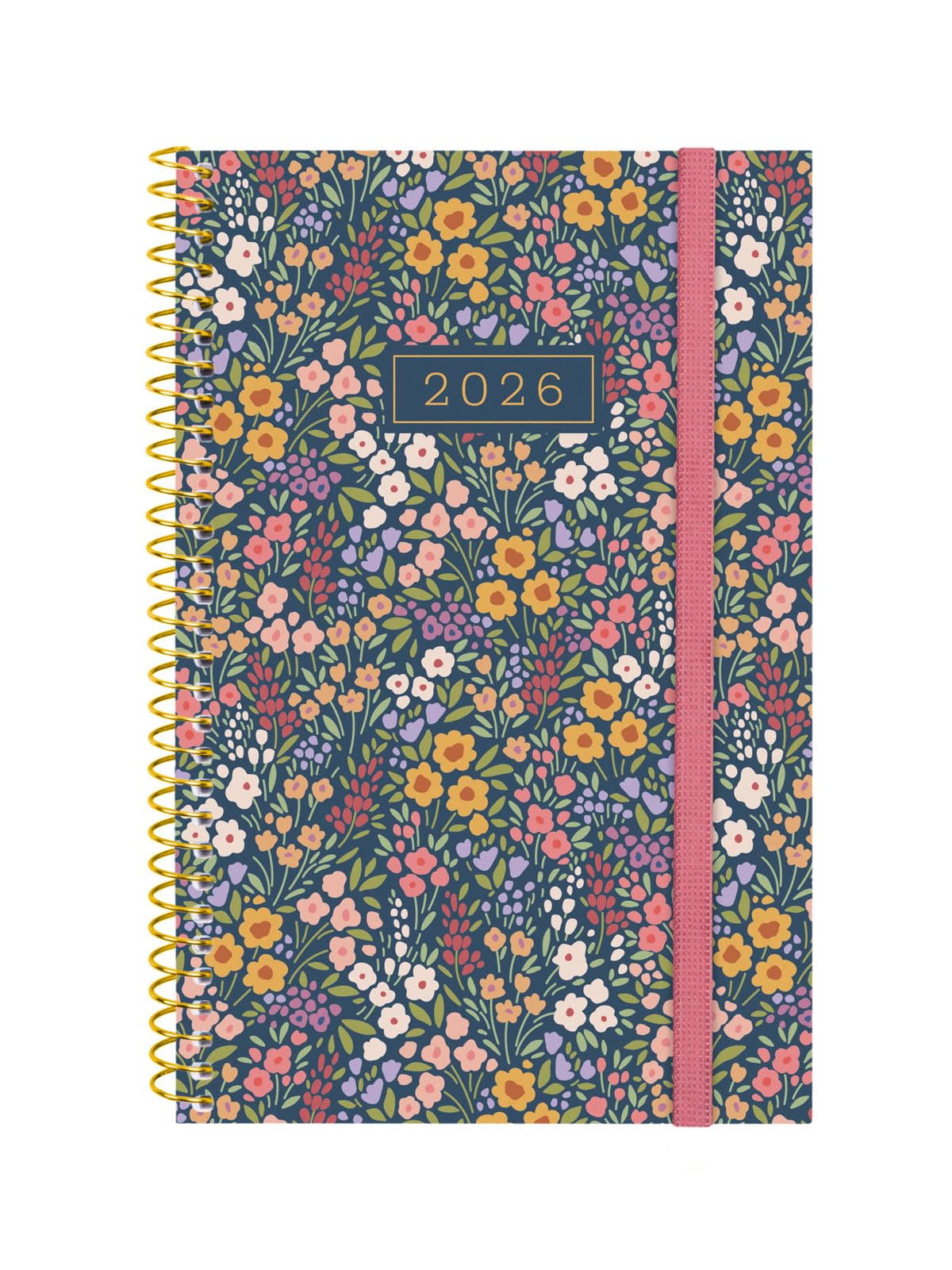 Finocam - Spiral Agenda 2026 Week to View Horizontal | January - December (12 months) | Yearly Agenda 2026 | Polypropylene Cover Spiral Design Collection - Flora - Catalan