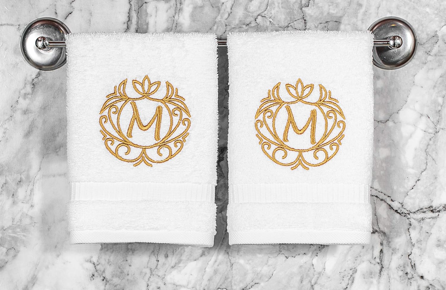 Personalized Monogrammed Towels | 4-Piece Set, 4 Wash Cloths (13"x13") | Premium Quality Decorative Turkish Cotton | Embroidered in The USA - Standalone Letter