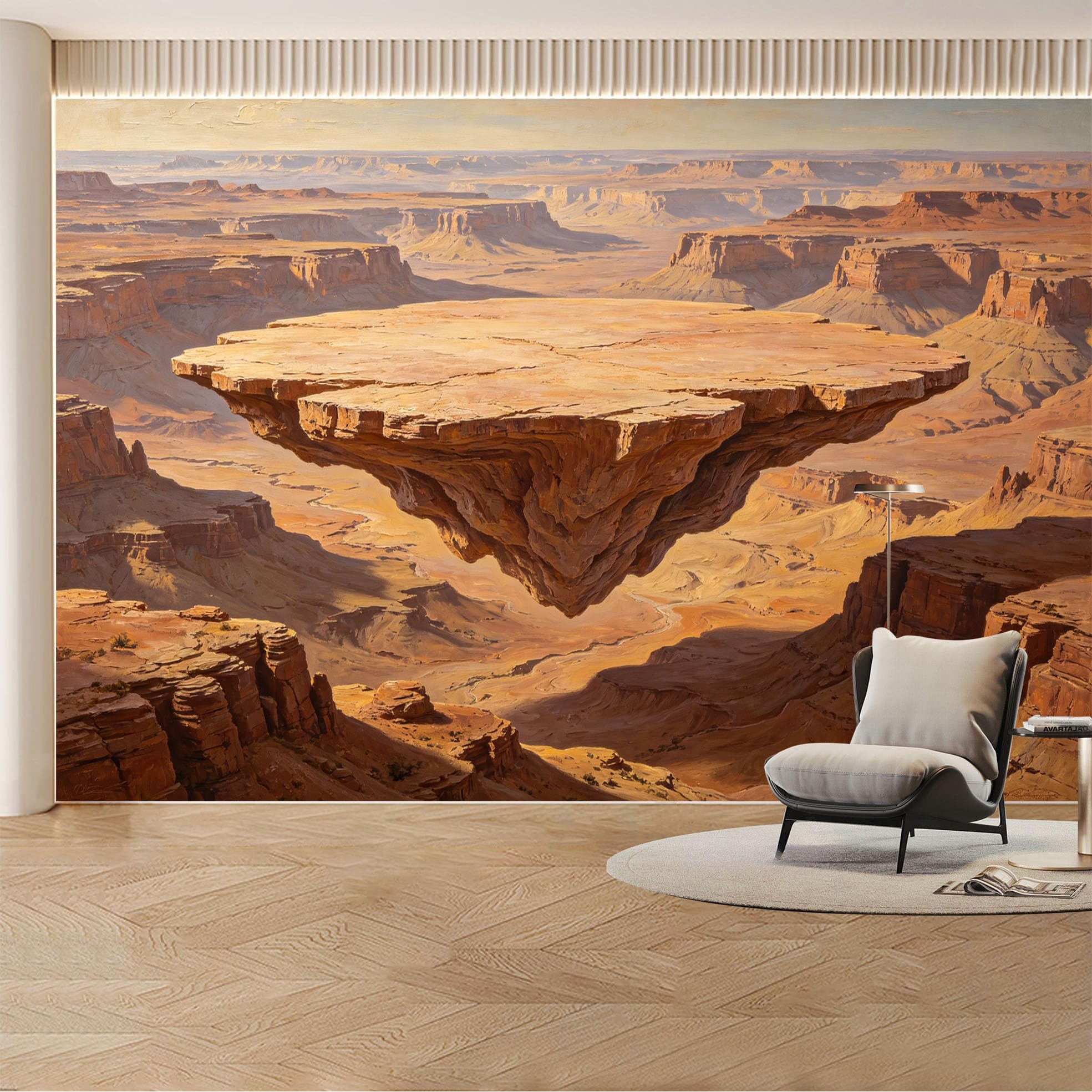 Custom Wall Mural Wallpaper Floating Canyon Landscape Nature 3D Effect Large Wall Art Desert Sunset Removable SelfAdhesive Large Photo for Living Room， Bedroom， Office