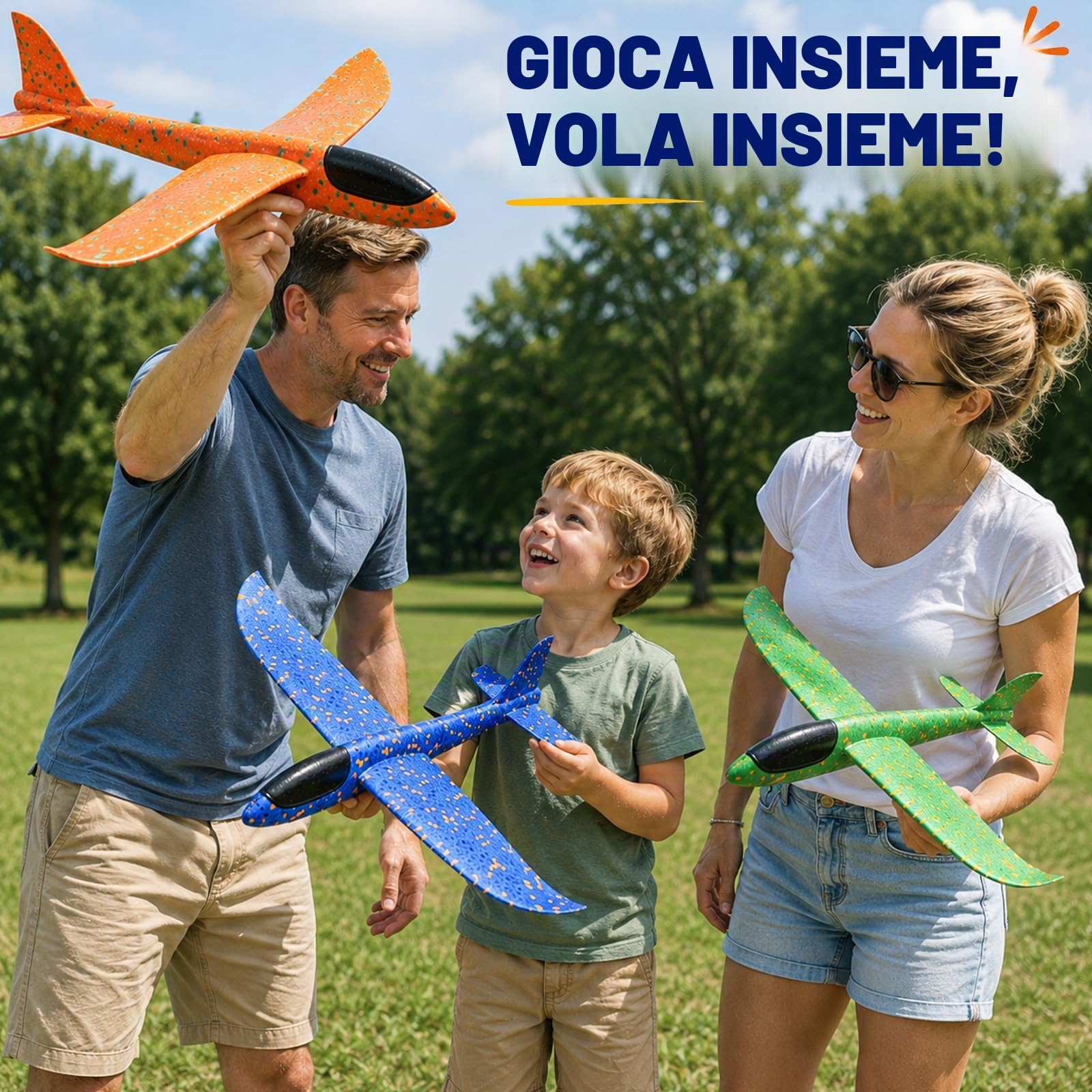 PATRICHOR Aereo Polistirolo Bambini, 4 Pezzi Aereo Giocattolo Giochi Bambino 3 4 5 6 7 8 Anni Regalo, Aliante Aeroplano Schiuma Regalo Natale, Giocattolo Grande Giochi Giardino Esterno