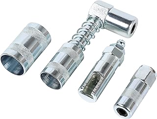 ARES 54018 – 3-Piece Grease Gun 90-Degree Adapter and Coupler Set – Includes 90-Degree Quick Connect Coupler and Quick Connect Slide-On Style Adapters – Plus Bonus Heavy Duty Grease Coupler